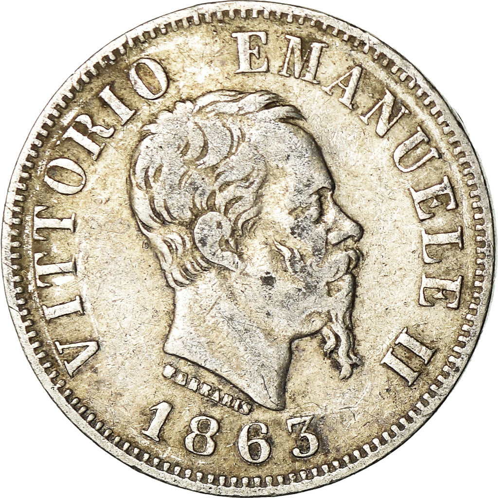 Monnaie, Italie, Vittorio Emanuele II, 50 Centesimi, 1863, Milan, TB+, Argent