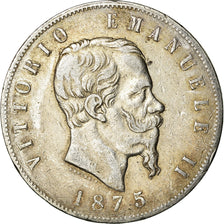 Coin, Italy, Vittorio Emanuele II, 5 Lire, 1875, Milan, VF(30-35), Silver