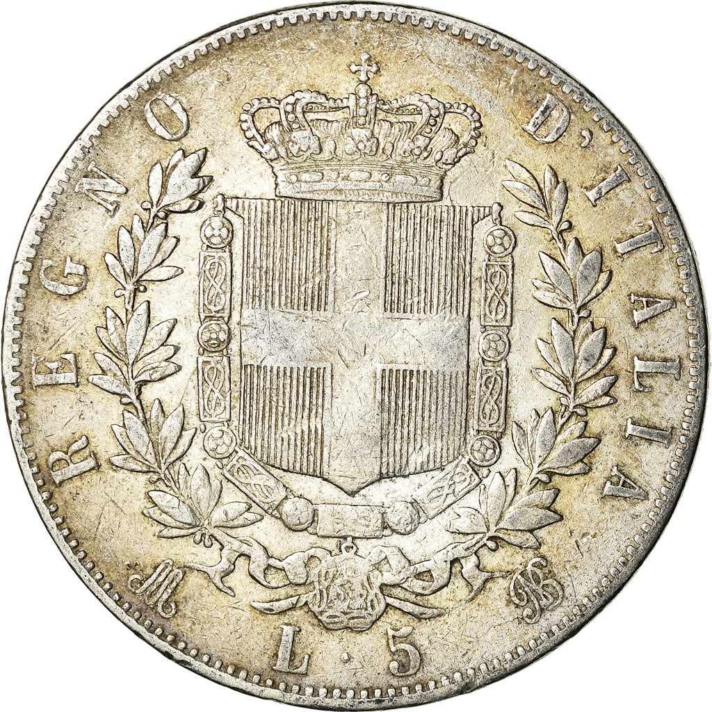 Coin, Italy, Vittorio Emanuele II, 5 Lire, 1875, Milan, VF(30-35), Silver