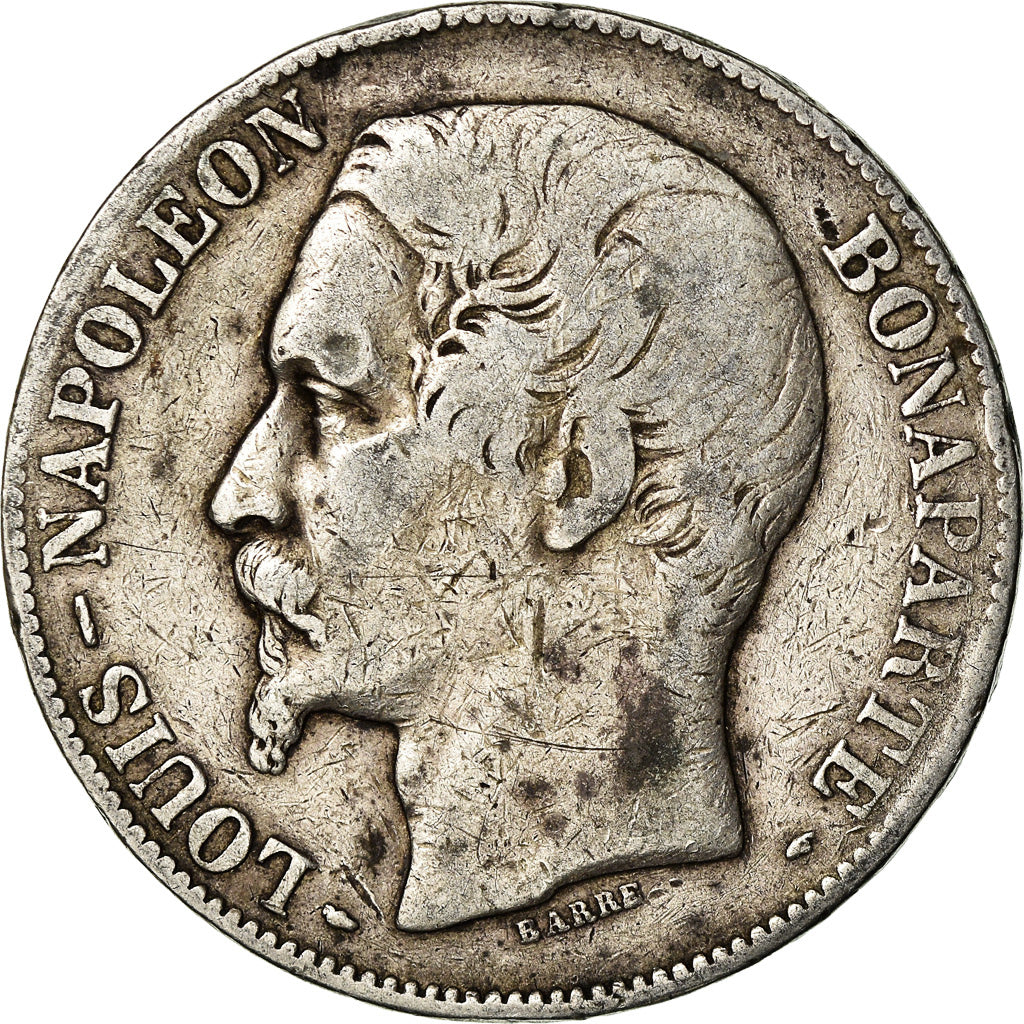Moneda, Francia, Napoléon III, 5 Francs, 1852, Paris, BC+, Plata, KM:773.1