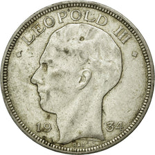 Coin, Belgium, 20 Francs, 20 Frank, 1934, AU(50-53), Silver, KM:105