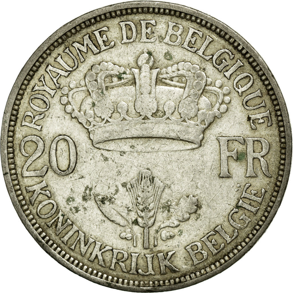 Coin, Belgium, 20 Francs, 20 Frank, 1934, AU(50-53), Silver, KM:105