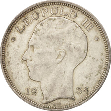 Coin, Belgium, 20 Francs, 20 Frank, 1934, AU(50-53), Silver, KM:105