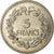 Moneda, Francia, Lavrillier, 5 Francs, 1938, Paris, BC+, Níquel, KM:888