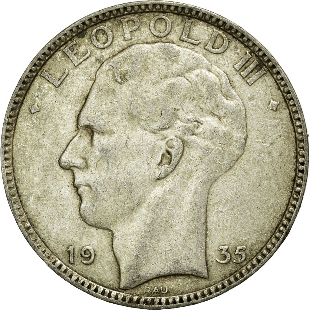 Coin, Belgium, 20 Francs, 20 Frank, 1935, AU(50-53), Silver, KM:105