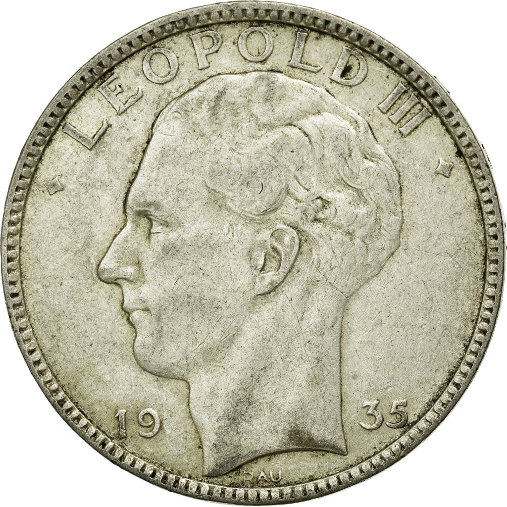 Coin, Belgium, 20 Francs, 20 Frank, 1935, AU(50-53), Silver, KM:105