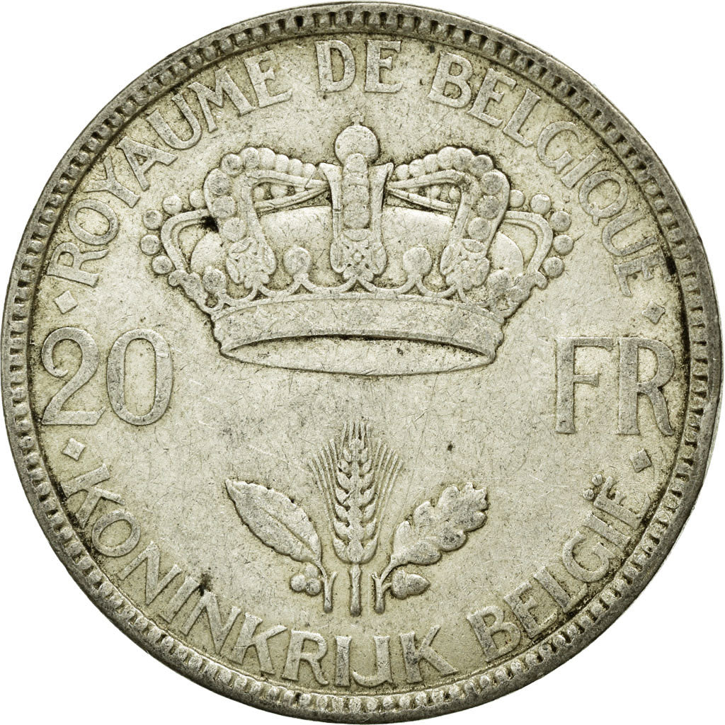 Coin, Belgium, 20 Francs, 20 Frank, 1935, AU(50-53), Silver, KM:105