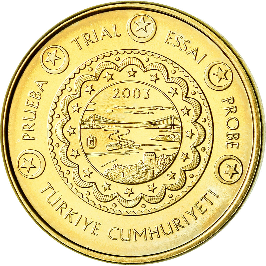 Turkey, 10 Euro Cent, 2003, unofficial private coin, MS(63), Brass