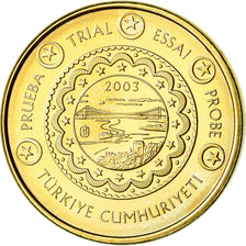 Turkey, 10 Euro Cent, 2003, unofficial private coin, MS(63), Brass