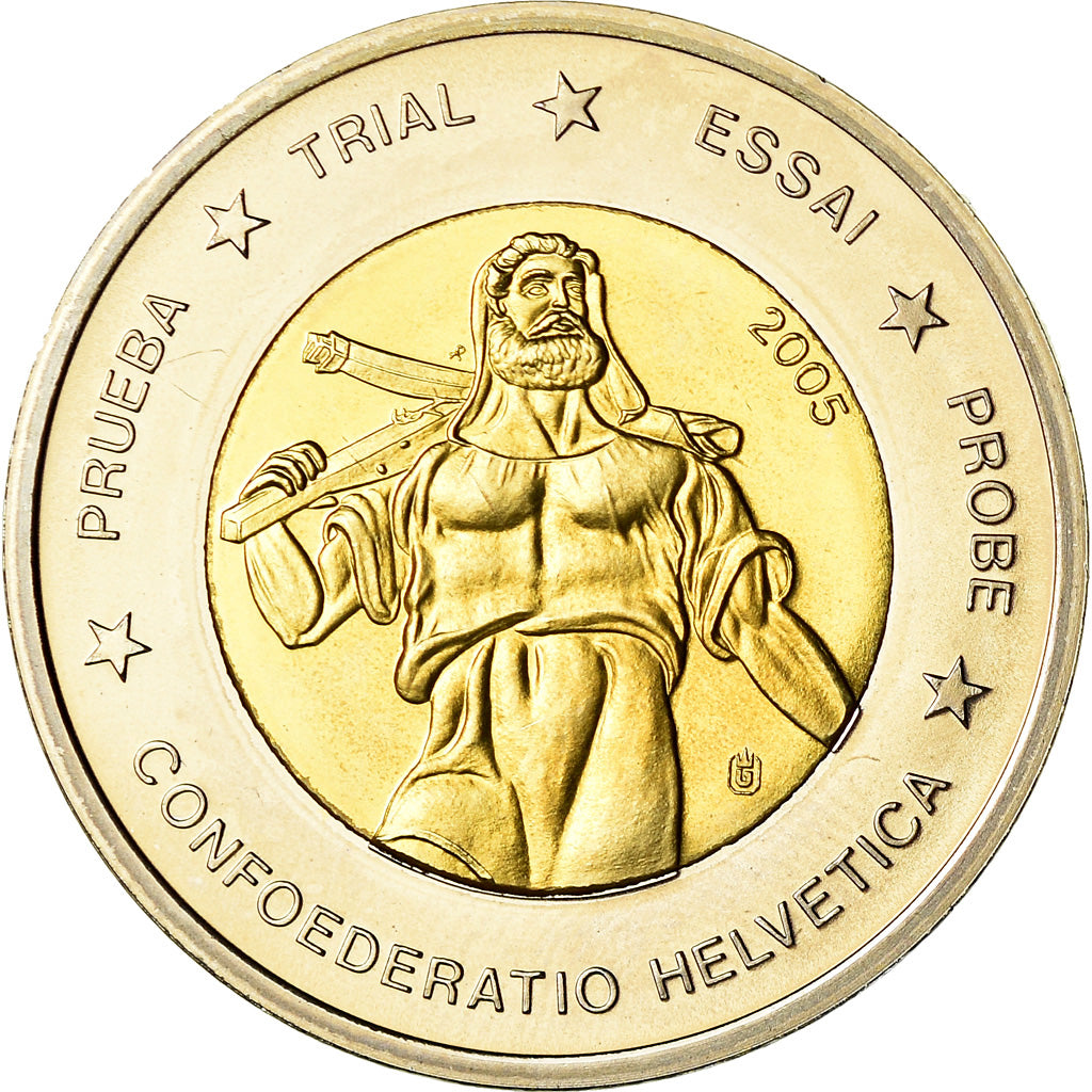 Switzerland, 2 Euro, 2005, unofficial private coin, MS(63), Bi-Metallic