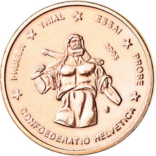 Switzerland, 2 Euro Cent, 2005, unofficial private coin, MS(63), Copper Plated