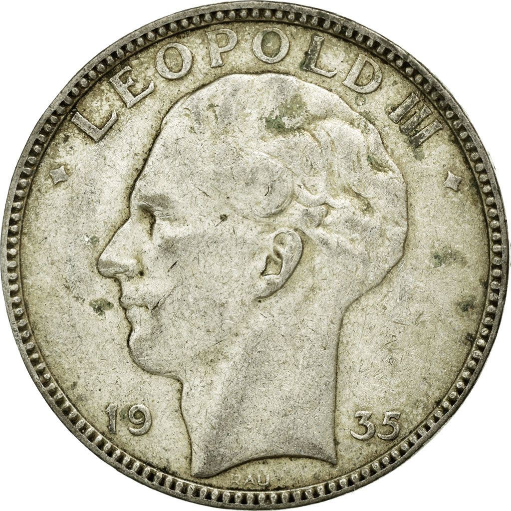 Coin, Belgium, 20 Francs, 20 Frank, 1935, AU(50-53), Silver, KM:105