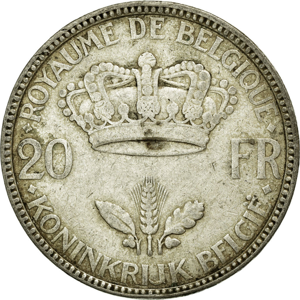 Coin, Belgium, 20 Francs, 20 Frank, 1935, AU(50-53), Silver, KM:105