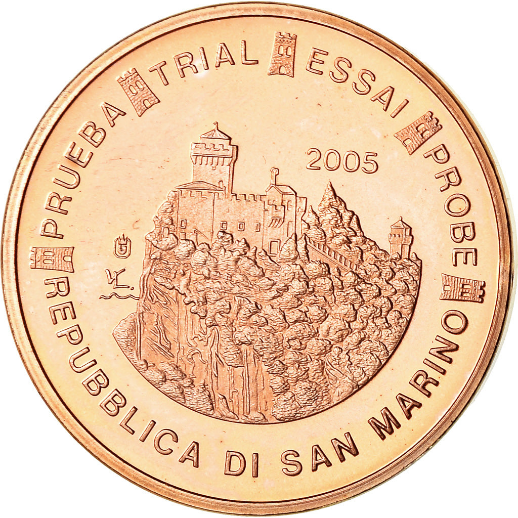 San Marino, 5 Euro Cent, 2005, unofficial private coin, MS(63), Aço Cromado a