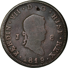 Moneta, Spagna, Ferdinand VII, 8 Maravedis, 1819, Jubia, MB, Rame, KM:491