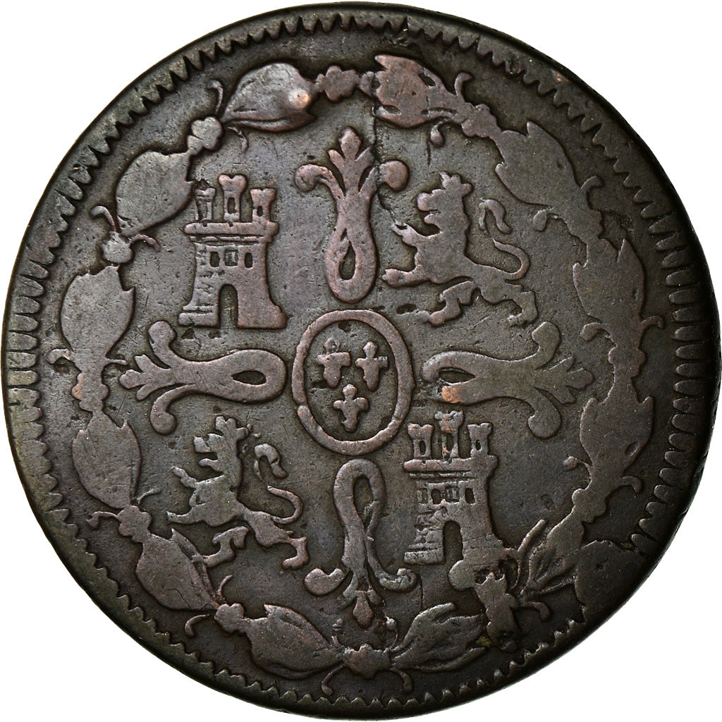 Moneta, Spagna, Ferdinand VII, 8 Maravedis, 1819, Jubia, MB, Rame, KM:491