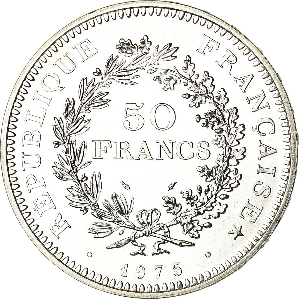 Coin, France, Hercule, 50 Francs, 1975, Paris, MS(64), Silver, KM:941.1