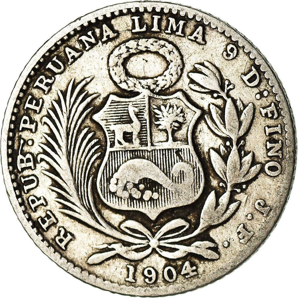 Monnaie, Pérou, Dinero, 1904, Lima, TB+, Argent, KM:204.2