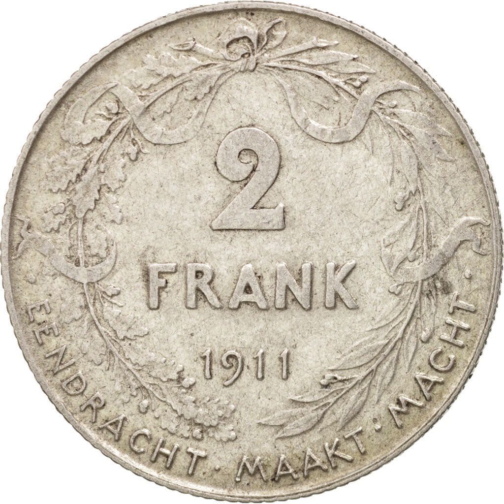 Coin, Belgium, 2 Francs, 2 Frank, 1911, AU(50-53), Silver, KM:75