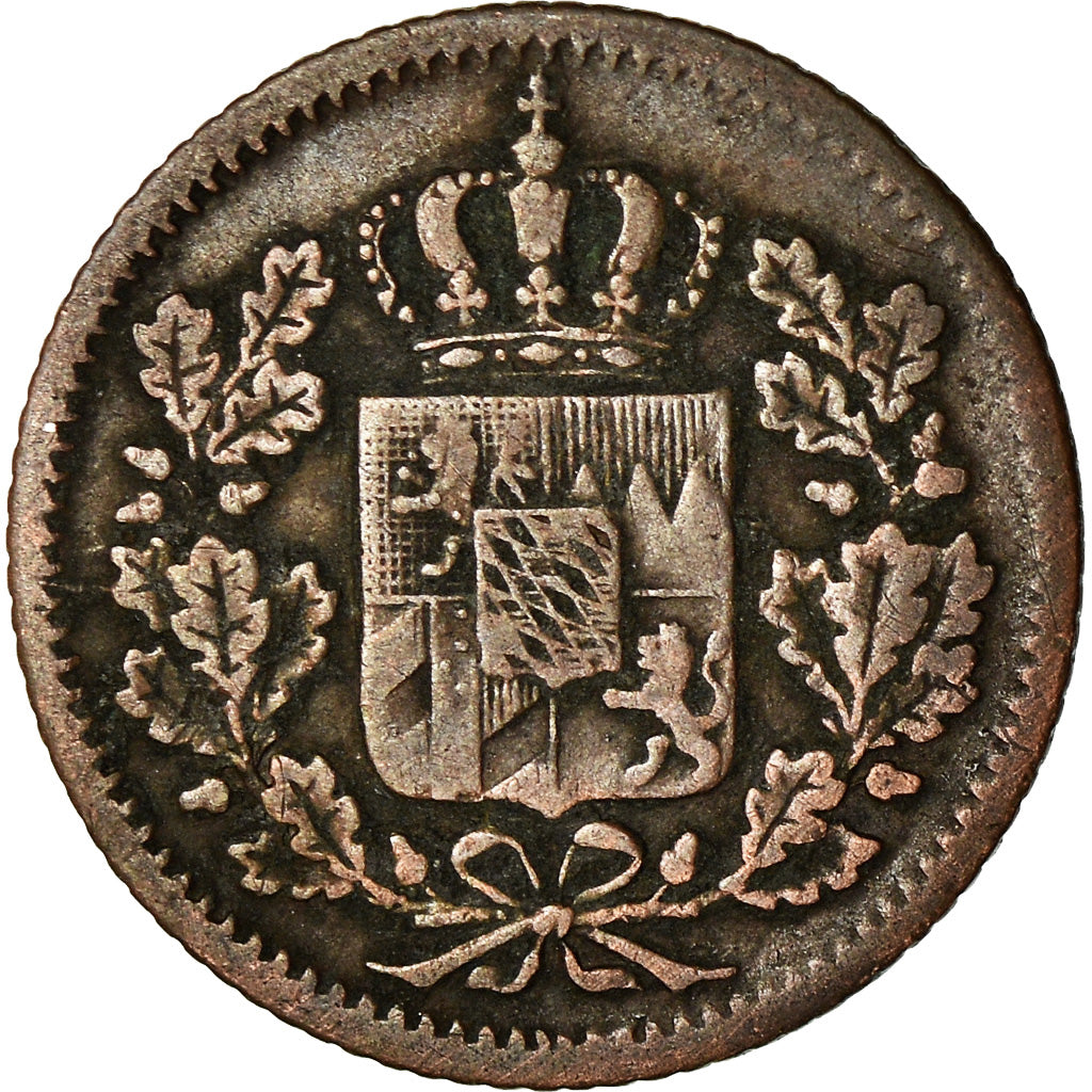 Coin, German States, BAVARIA, Maximilian II, Pfennig, 1855, Munich, VF(30-35)