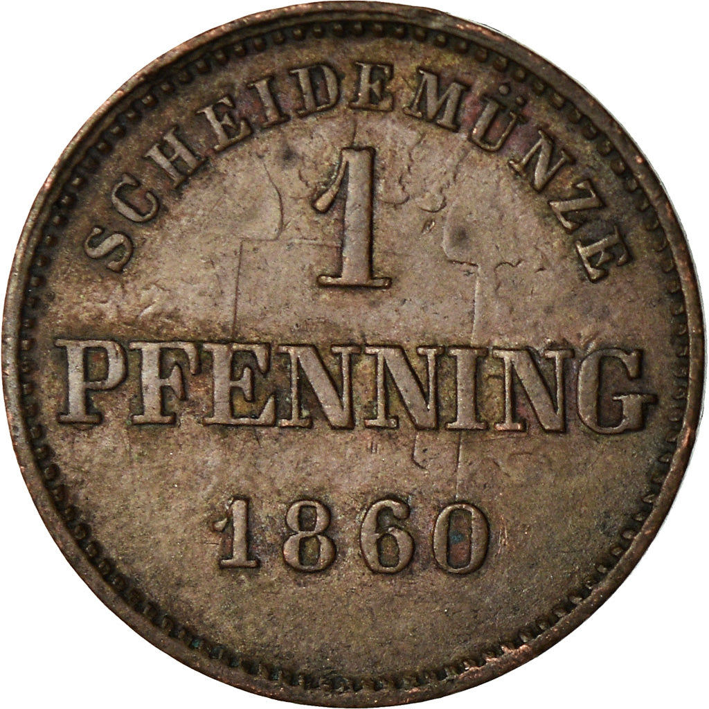 Coin, German States, BAVARIA, Maximilian II, Pfennig, 1860, EF(40-45), Copper