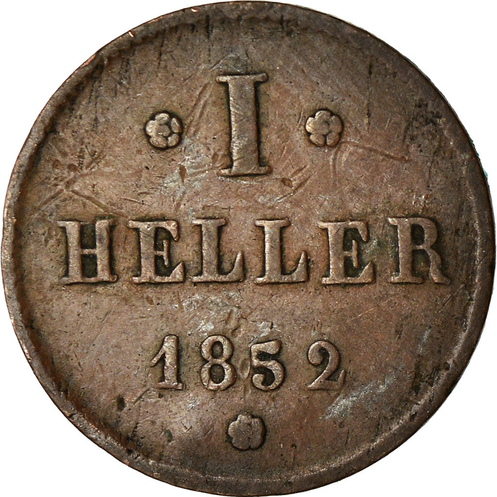 Coin, German States, HESSE-DARMSTADT, Ludwig III, Heller, 1852, VF(30-35)