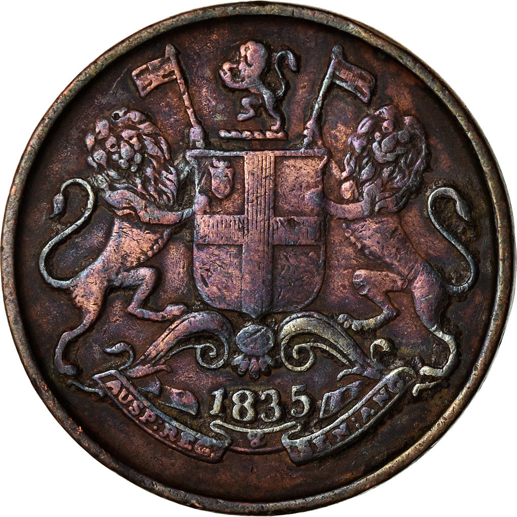 Coin, INDIA-BRITISH, 1/4 Anna, 1835, VF(30-35), Copper, KM:446.2