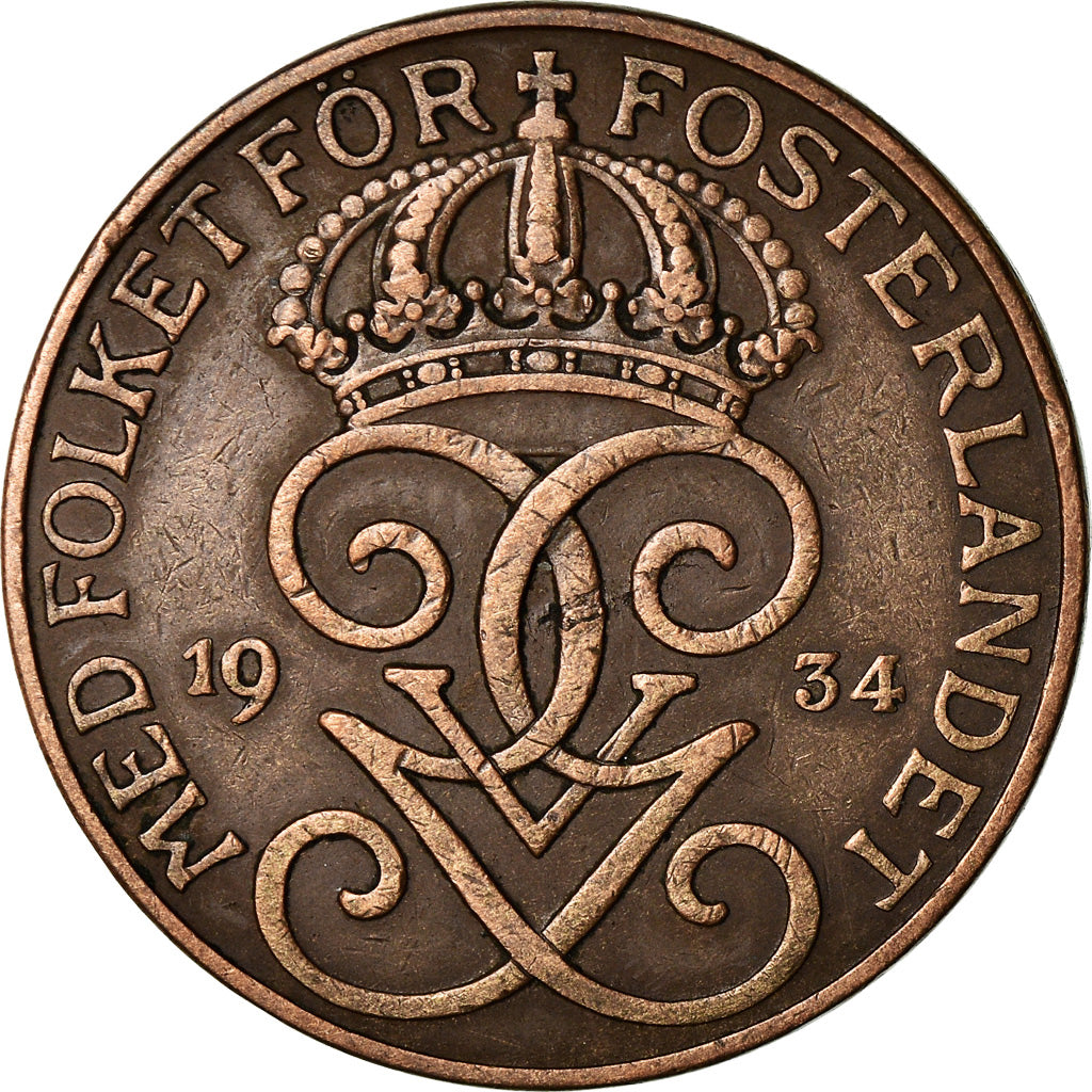 Coin, Sweden, Gustaf V, 5 Öre, 1834, EF(40-45), Bronze, KM:779.2