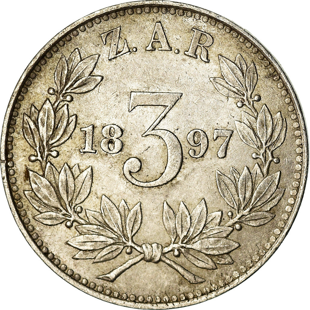 Coin, South Africa, 3 Pence, 1897, AU(55-58), Silver, KM:3