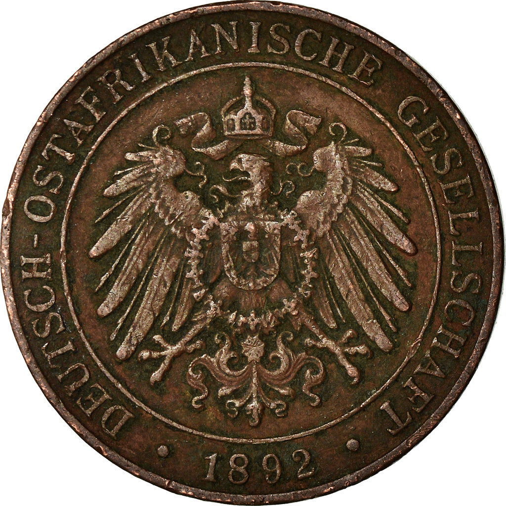 Coin, GERMAN EAST AFRICA, Wihelm II, Pesa, 1892, EF(40-45), Copper, KM:1