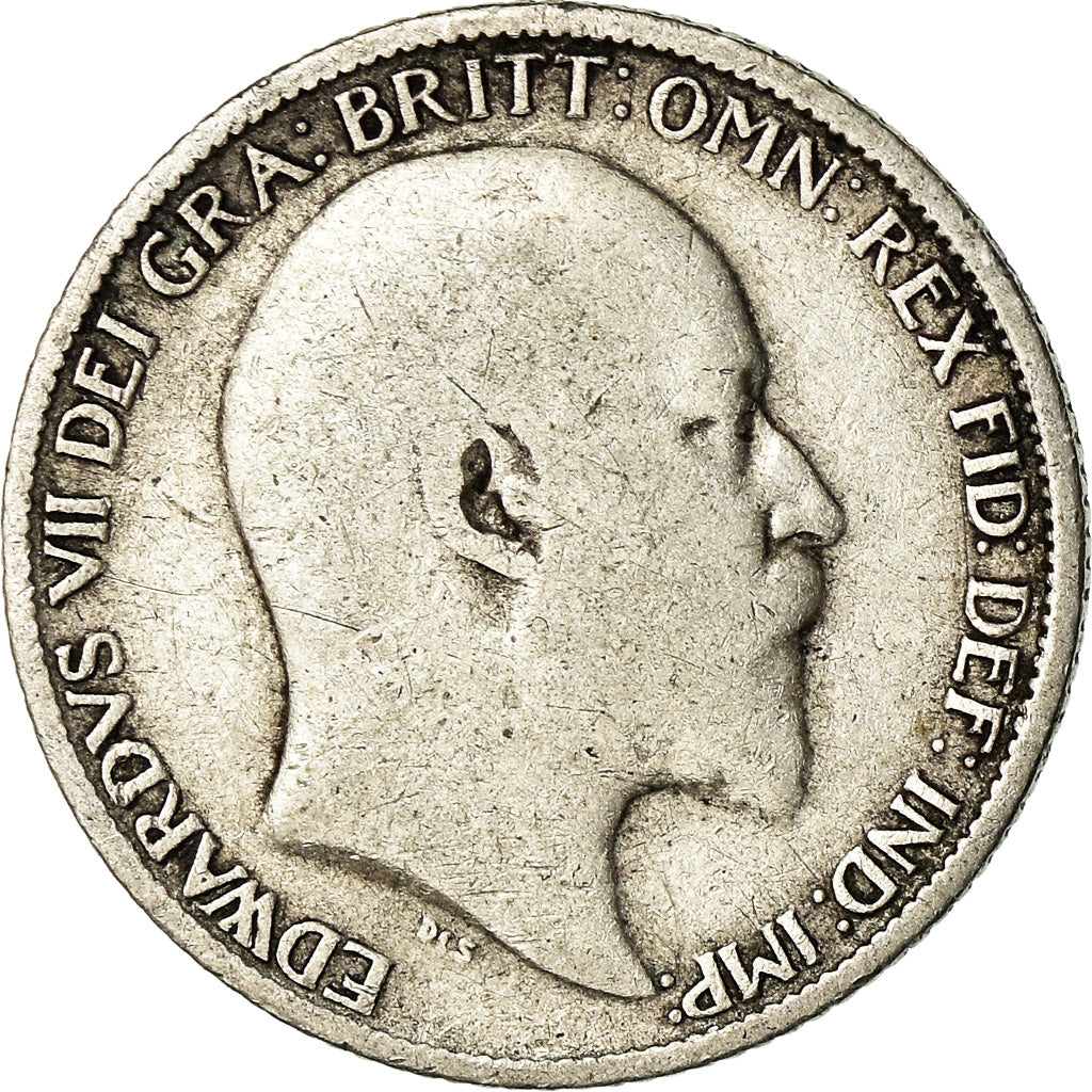 Coin, Great Britain, Edward VII, 6 Pence, 1907, VF(20-25), Silver, KM:799