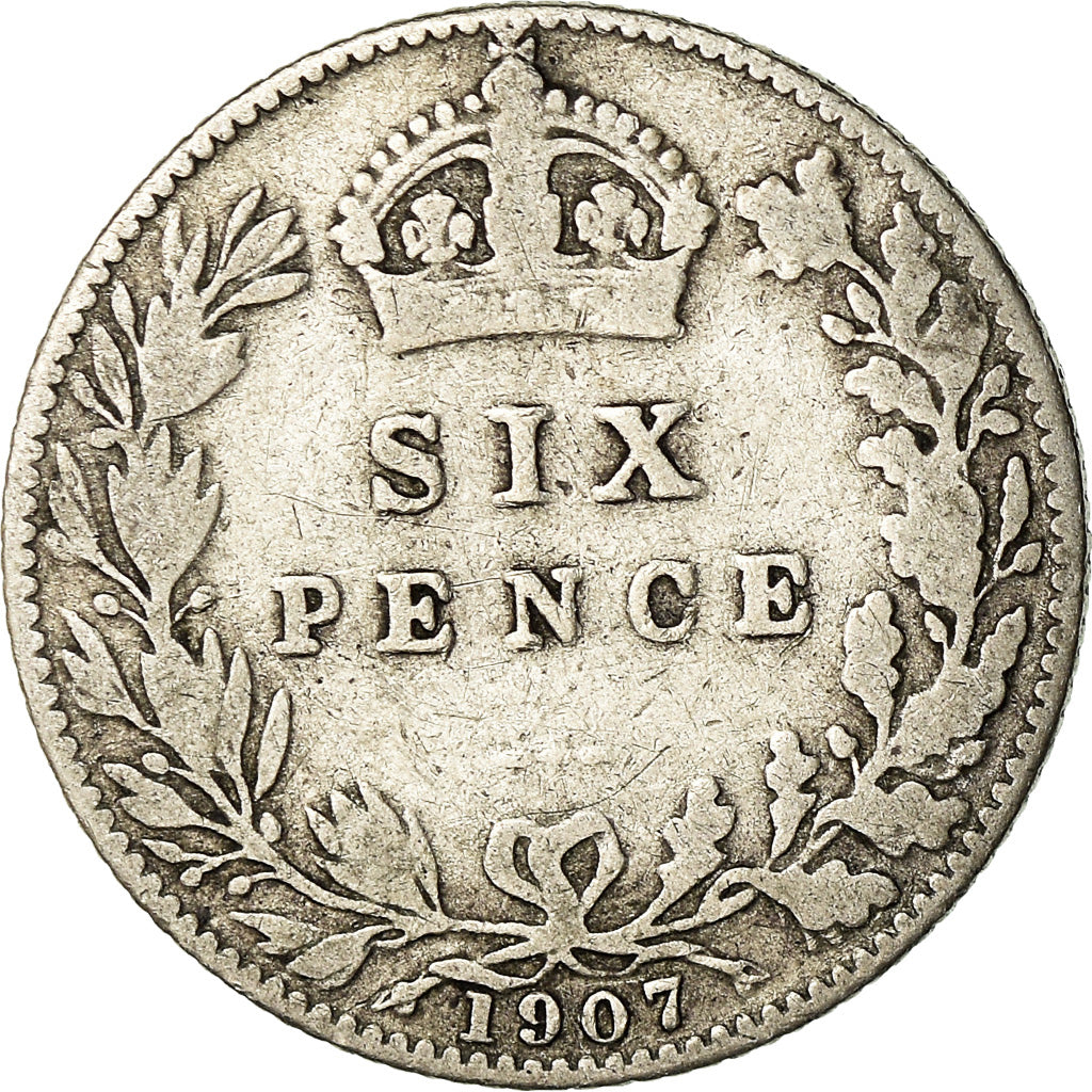 Coin, Great Britain, Edward VII, 6 Pence, 1907, VF(20-25), Silver, KM:799