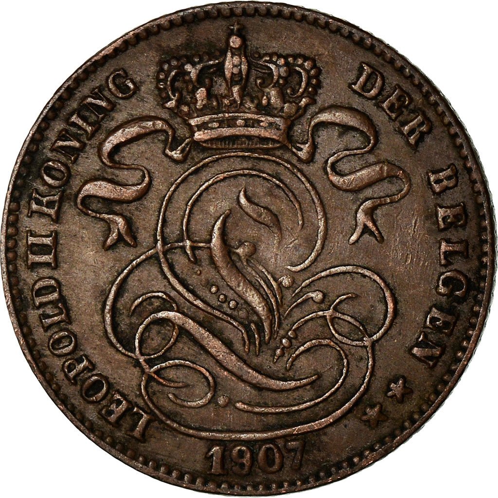 Münze, Belgien, Leopold II, Centime, 1907, SS, Kupfer, KM:34.1