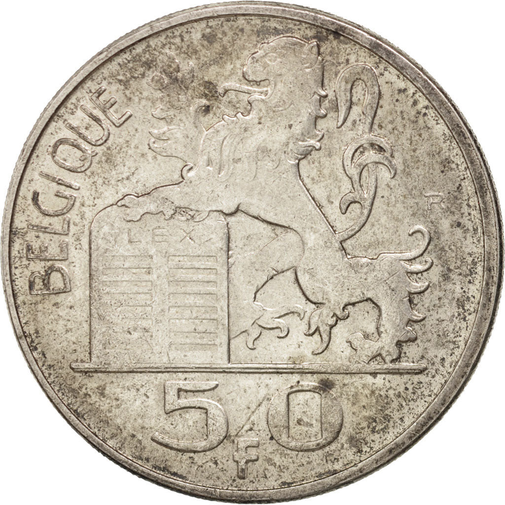 Belgium, 50 Francs, 50 Frank, 1951, AU(50-53), Silver, KM:136.1