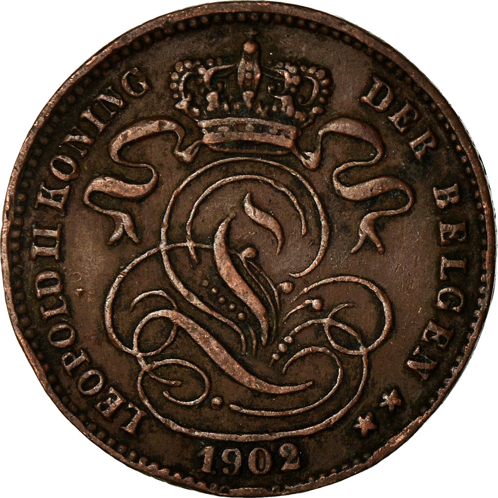 Moneta, Belgia, Leopold II, Centime, 1902, VF(30-35), Miedź, KM:34.1