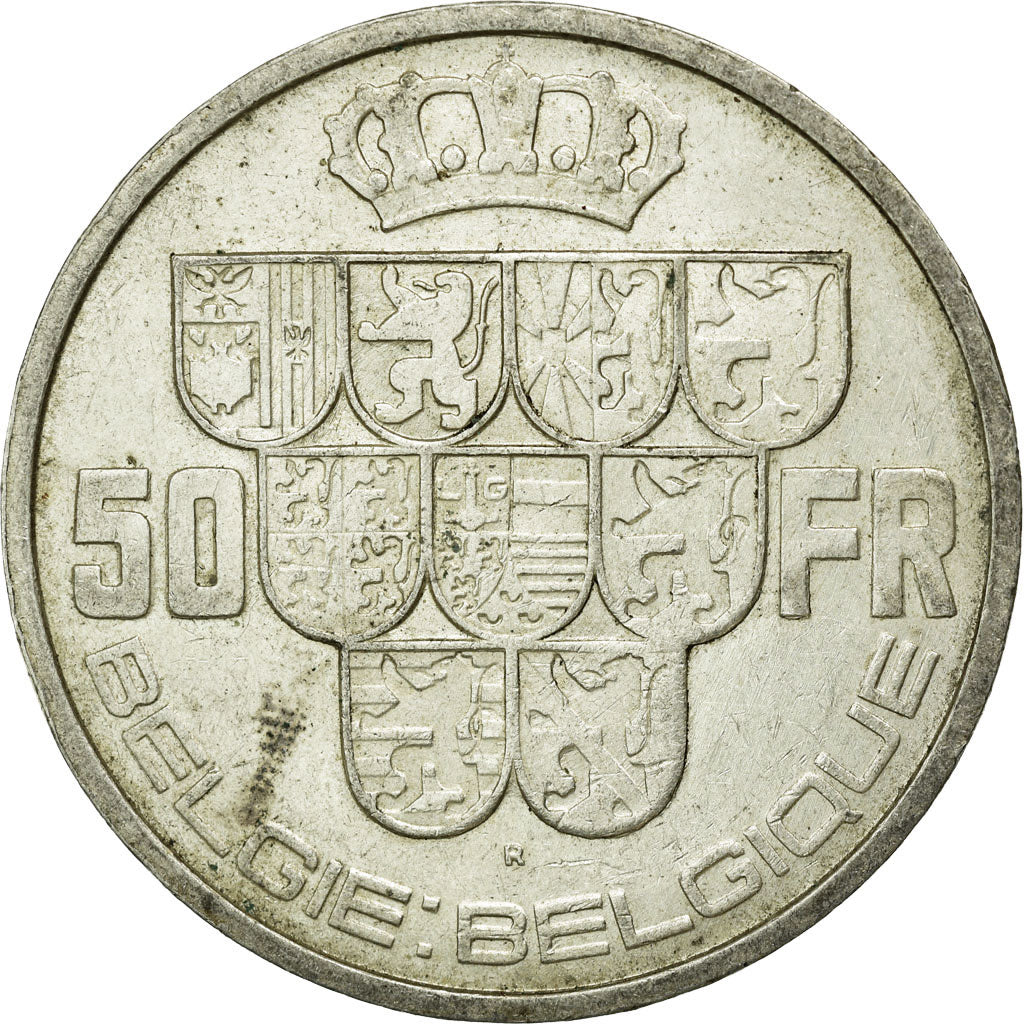 Münze, Belgien, 50 Francs, 50 Frank, 1939, SS+, Silber, KM:122.1