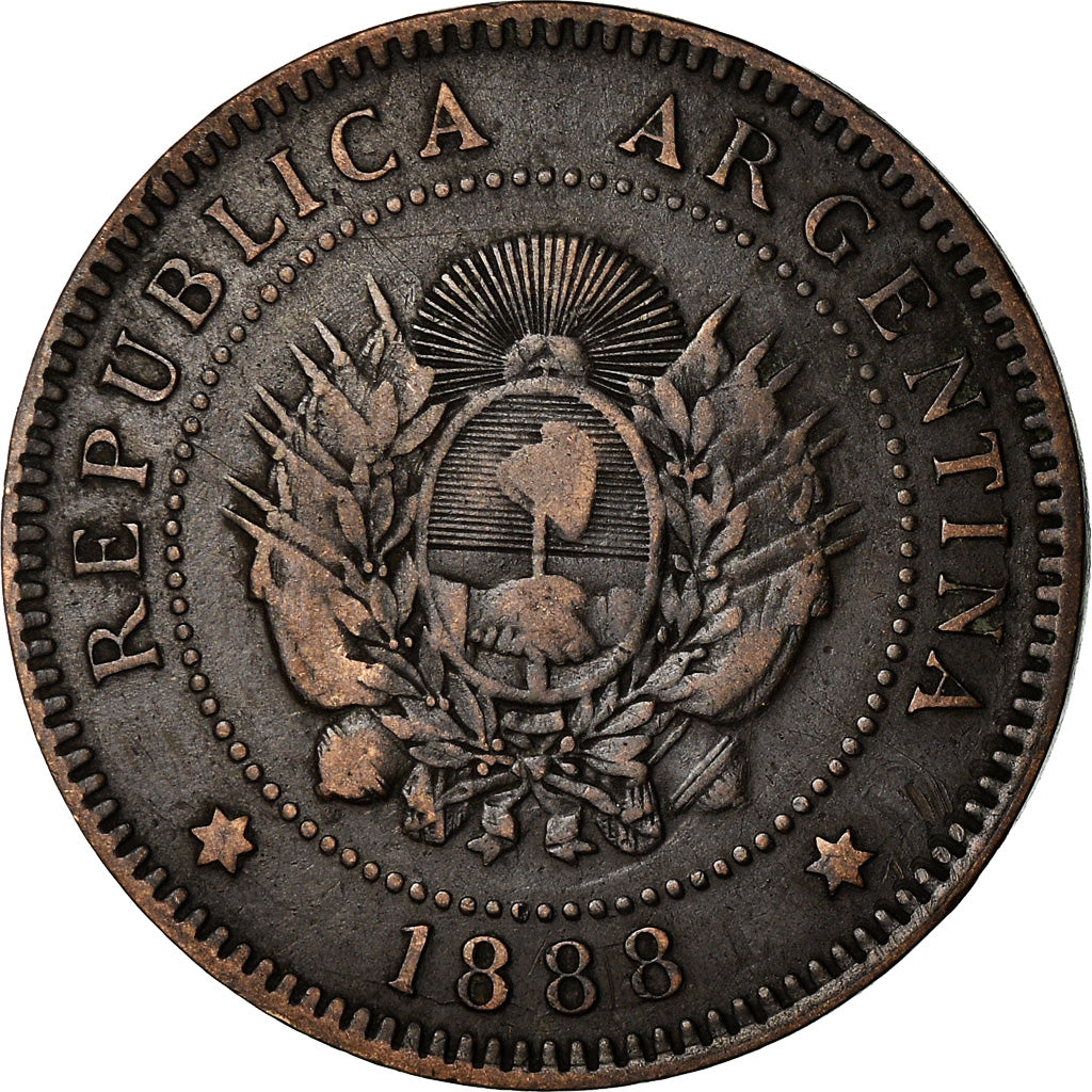Coin, Argentina, Centavo, 1888, VF(30-35), Bronze, KM:32