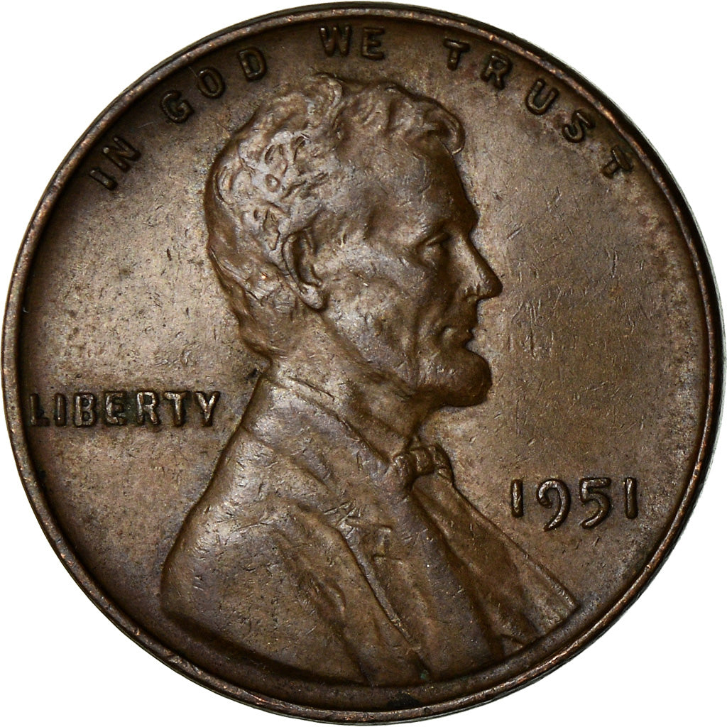 Coin, United States, Lincoln Cent, Cent, 1951, U.S. Mint, Philadelphia