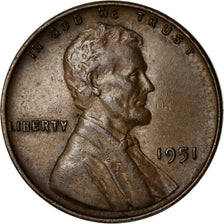 Coin, United States, Lincoln Cent, Cent, 1951, U.S. Mint, Philadelphia
