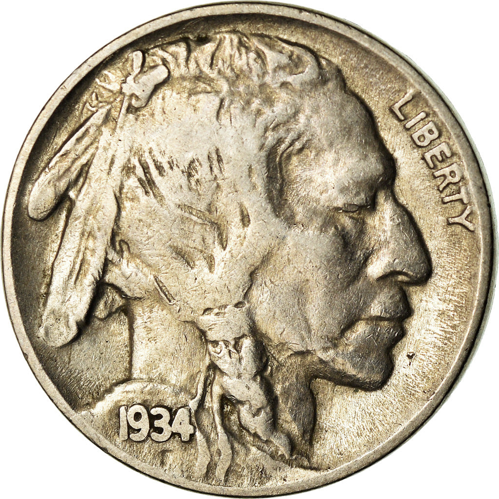 Moneda, Estados Unidos, Buffalo Nickel, 5 Cents, 1934, U.S. Mint, Philadelphia
