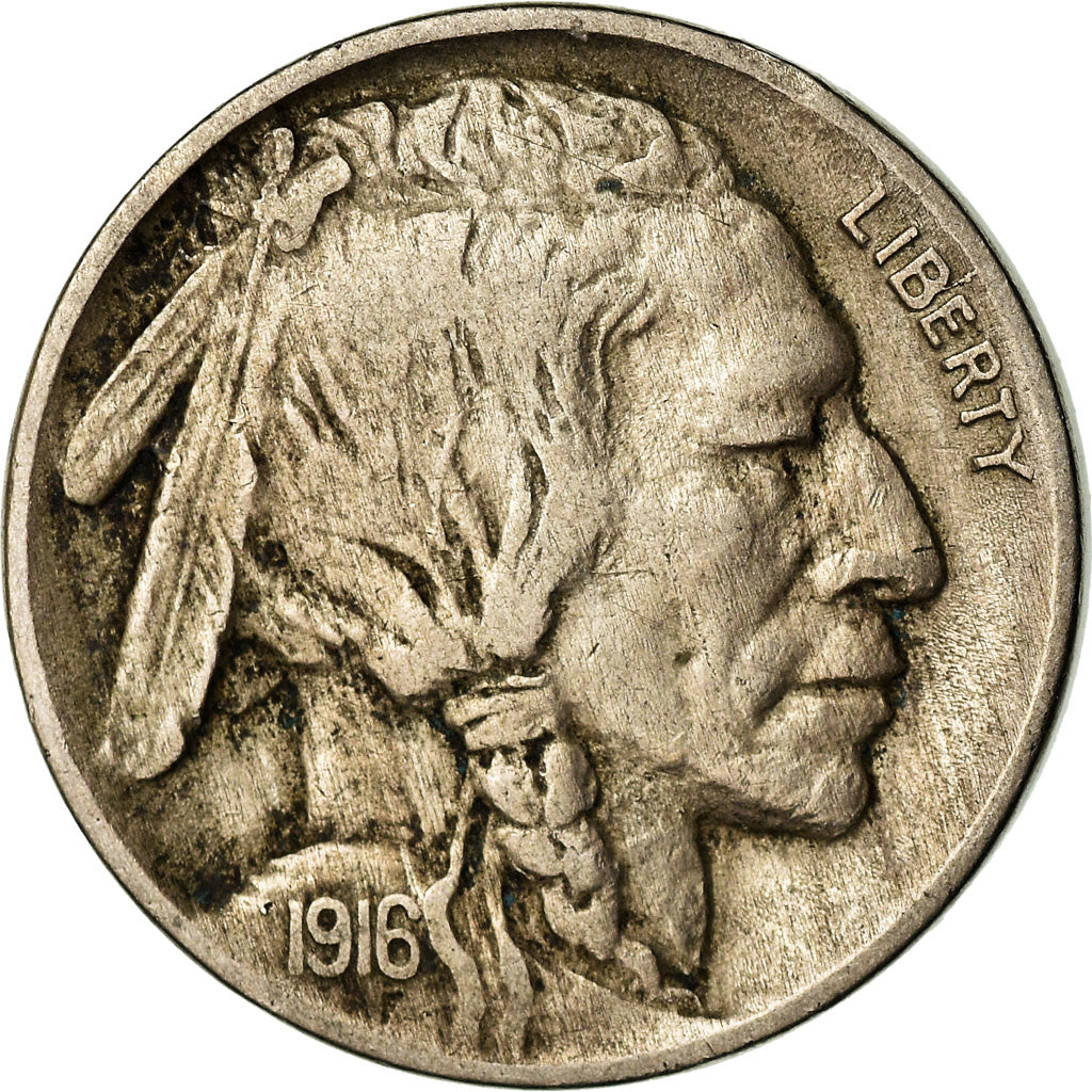Coin, United States, Buffalo Nickel, 5 Cents, 1916, U.S. Mint, Philadelphia