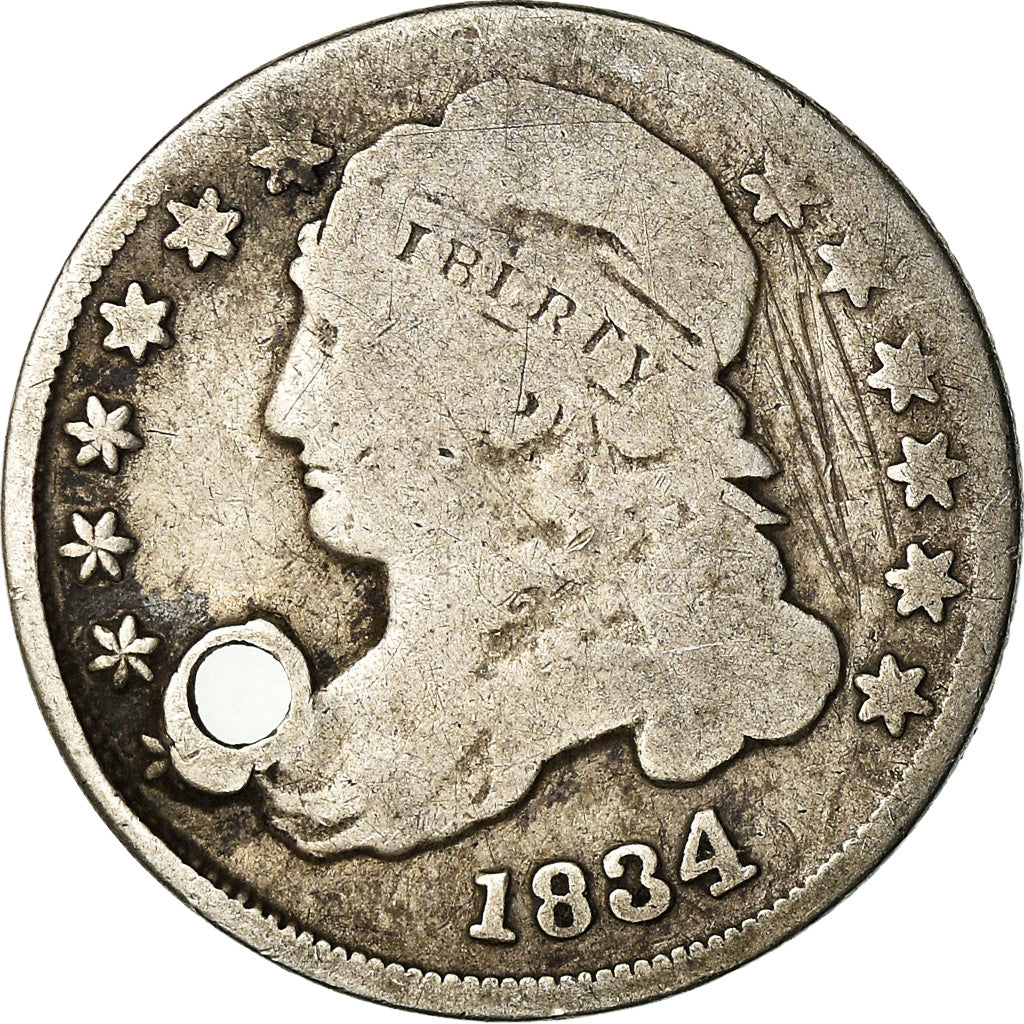 Coin, United States, Liberty Cap Dime, Dime, 1834, U.S. Mint, Philadelphia