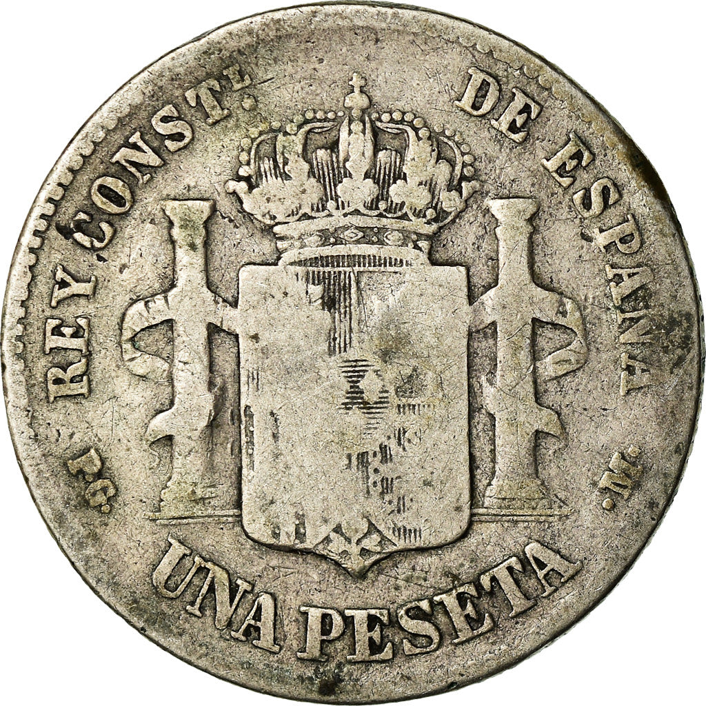 Coin, Spain, Alfonso XIII, Peseta, 1891, Madrid, F(12-15), Silver, KM:691