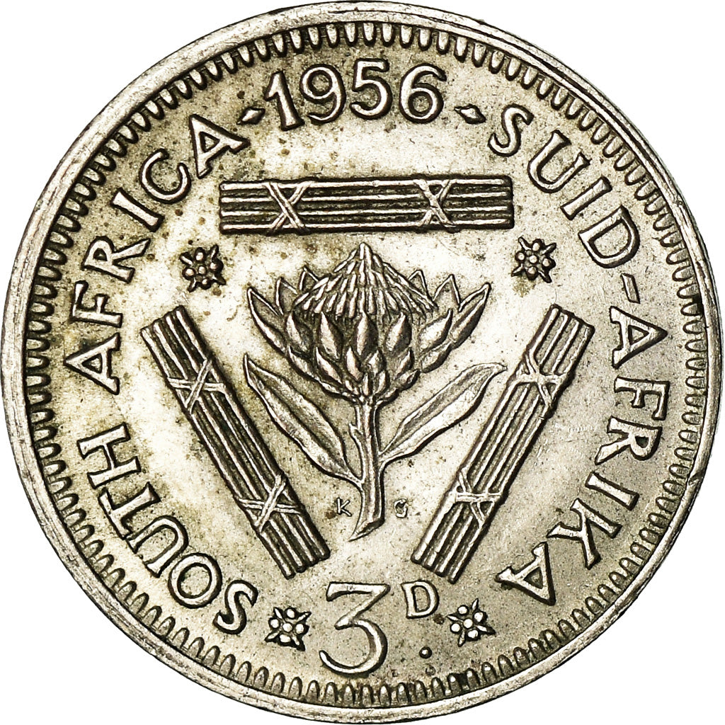 Monnaie, Afrique du Sud, Elizabeth II, 3 Pence, 1956, TTB, Argent, KM:47