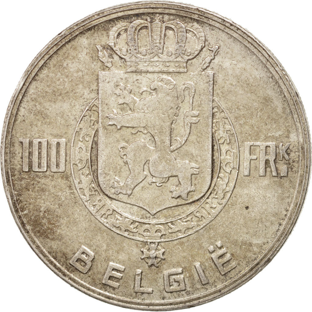 Belgium, 100 Francs, 100 Frank, 1948, EF(40-45), Silver, KM:139.1
