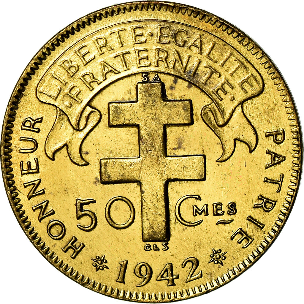 Münze, Französisch-Äquatorialafrika, 50 Centimes, 1942, Pretoria, SS