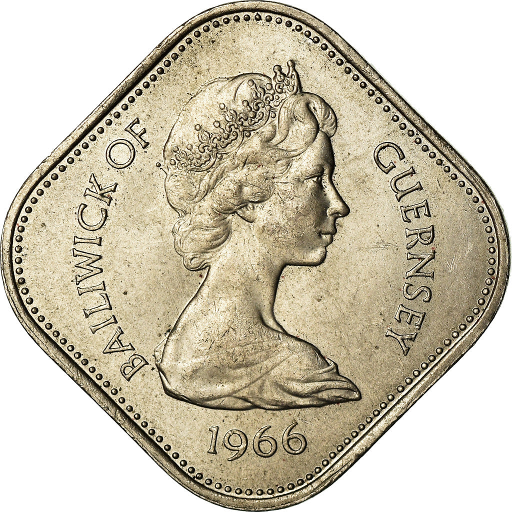 Coin, Guernsey, Elizabeth II, 10 Shilling, 1966, Heaton, EF(40-45)