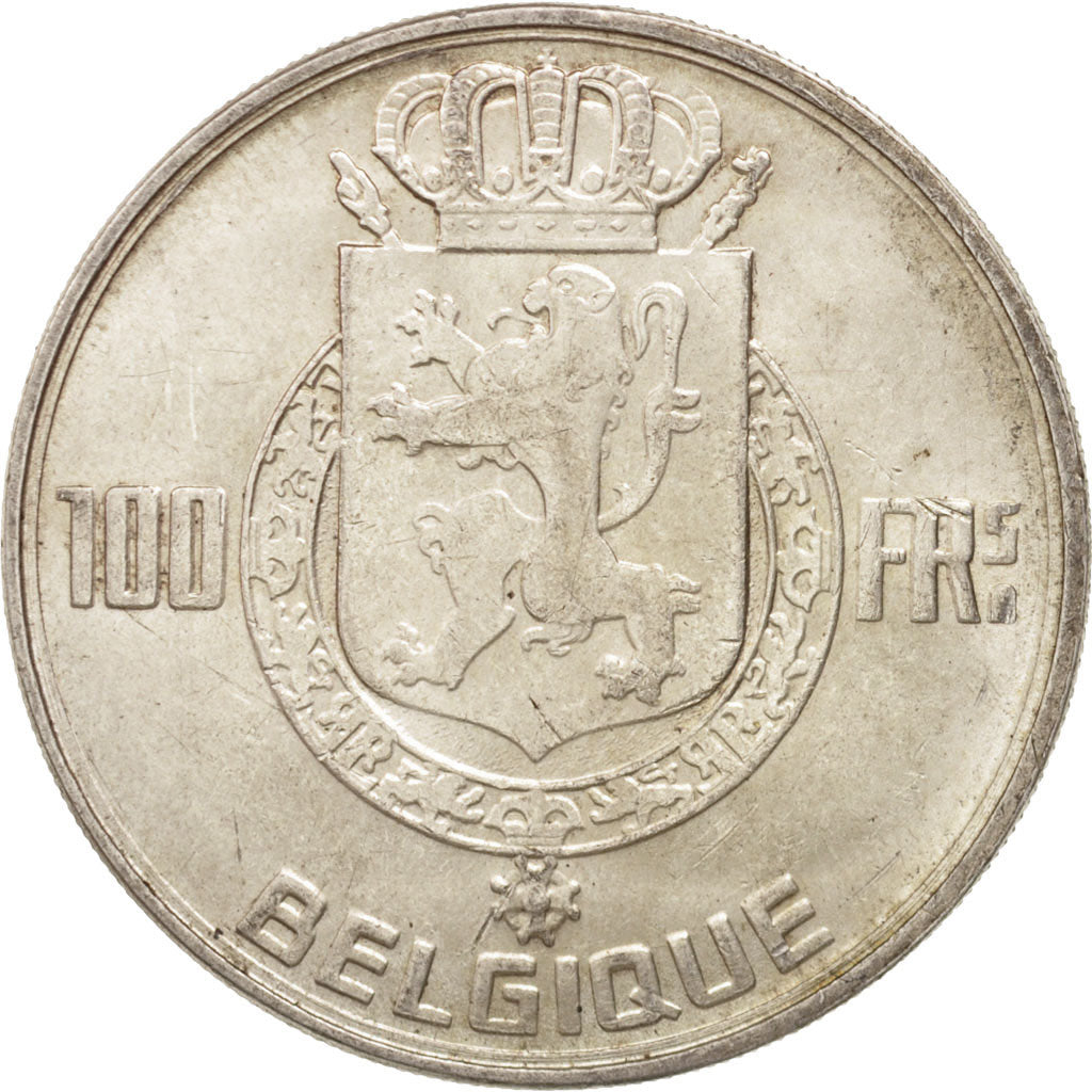 Belgium, 100 Francs, 100 Frank, 1948, AU(50-53), Silver, KM:138.1