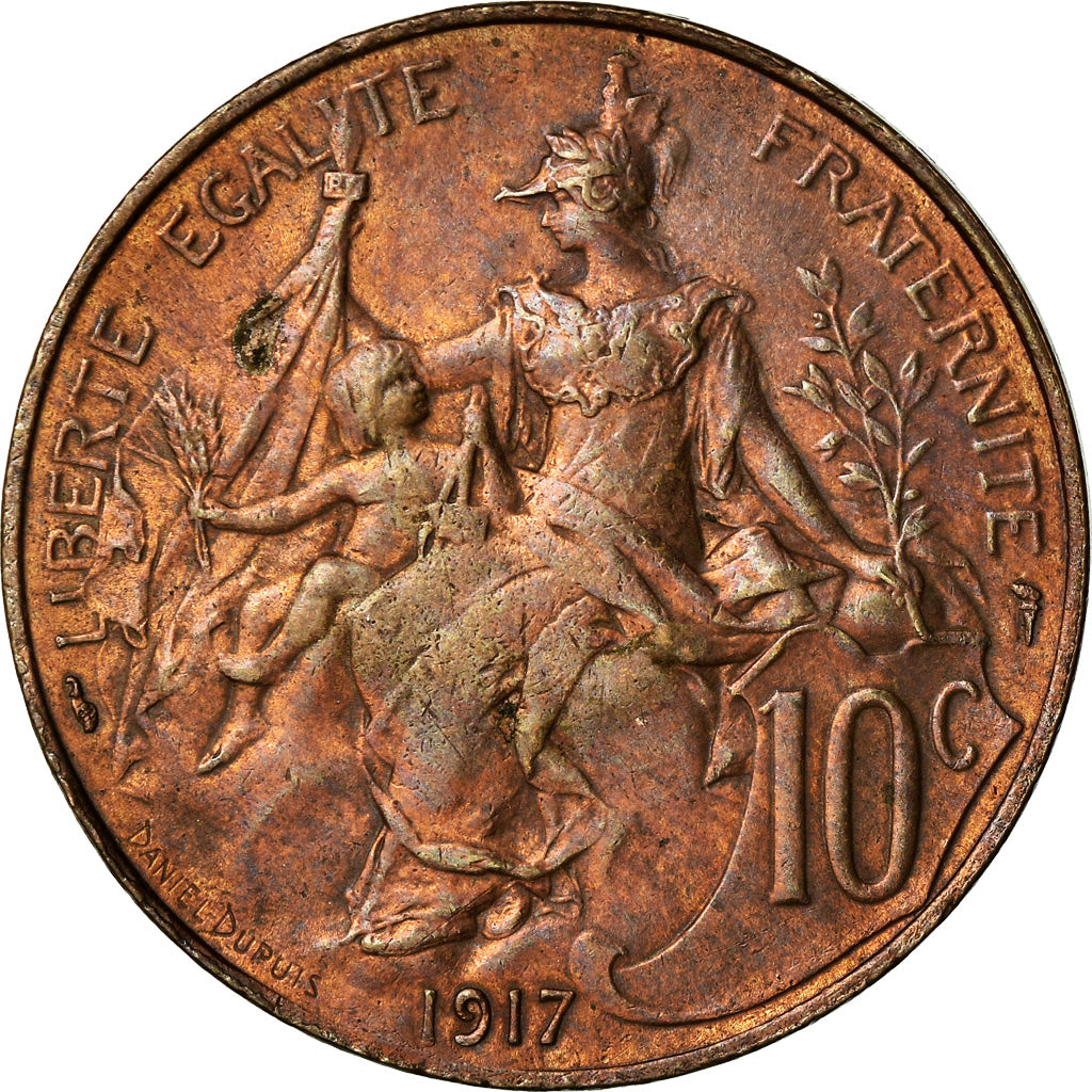 Coin, France, Dupuis, 10 Centimes, 1917, Paris, EF(40-45), Bronze, KM:843