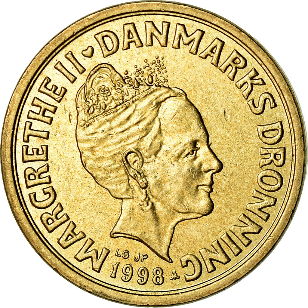 Moneda, Dinamarca, Margrethe II, 10 Kroner, 1998, Copenhagen, EBC, Aluminio -